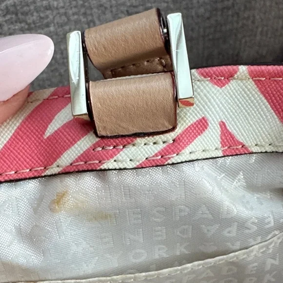 Kate Spade Grant Street Juno Mini Tote Pink and White Palm Leaf Print - Picture 7 of 8